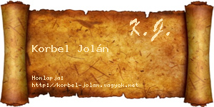Korbel Jolán névjegykártya